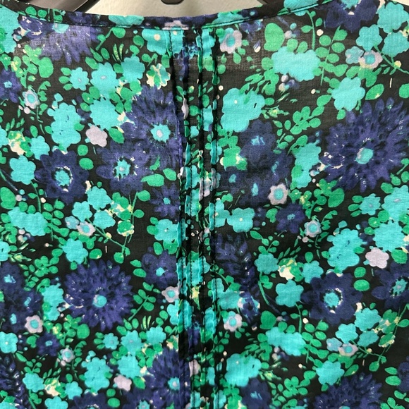 Liz Claiborne Navy/Teal/Black Women's Relaxed Fit Button Down Roll Tab Blouse XS - Picture 6 of 11